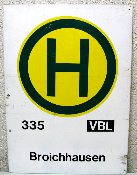Haltestellen-Schild - VBL, Broichhausen